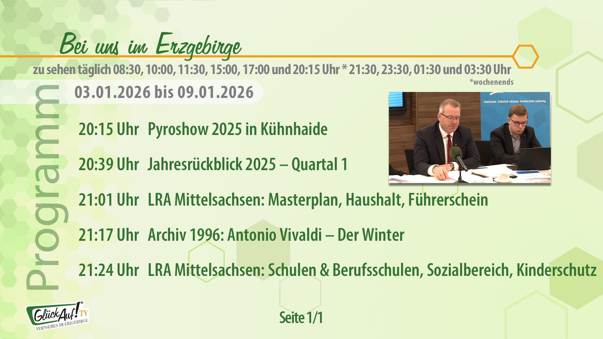 Bei uns im Erzgebirge für die 2. Kalenderwoche vom 03. Januar bis 10. Januar 2026